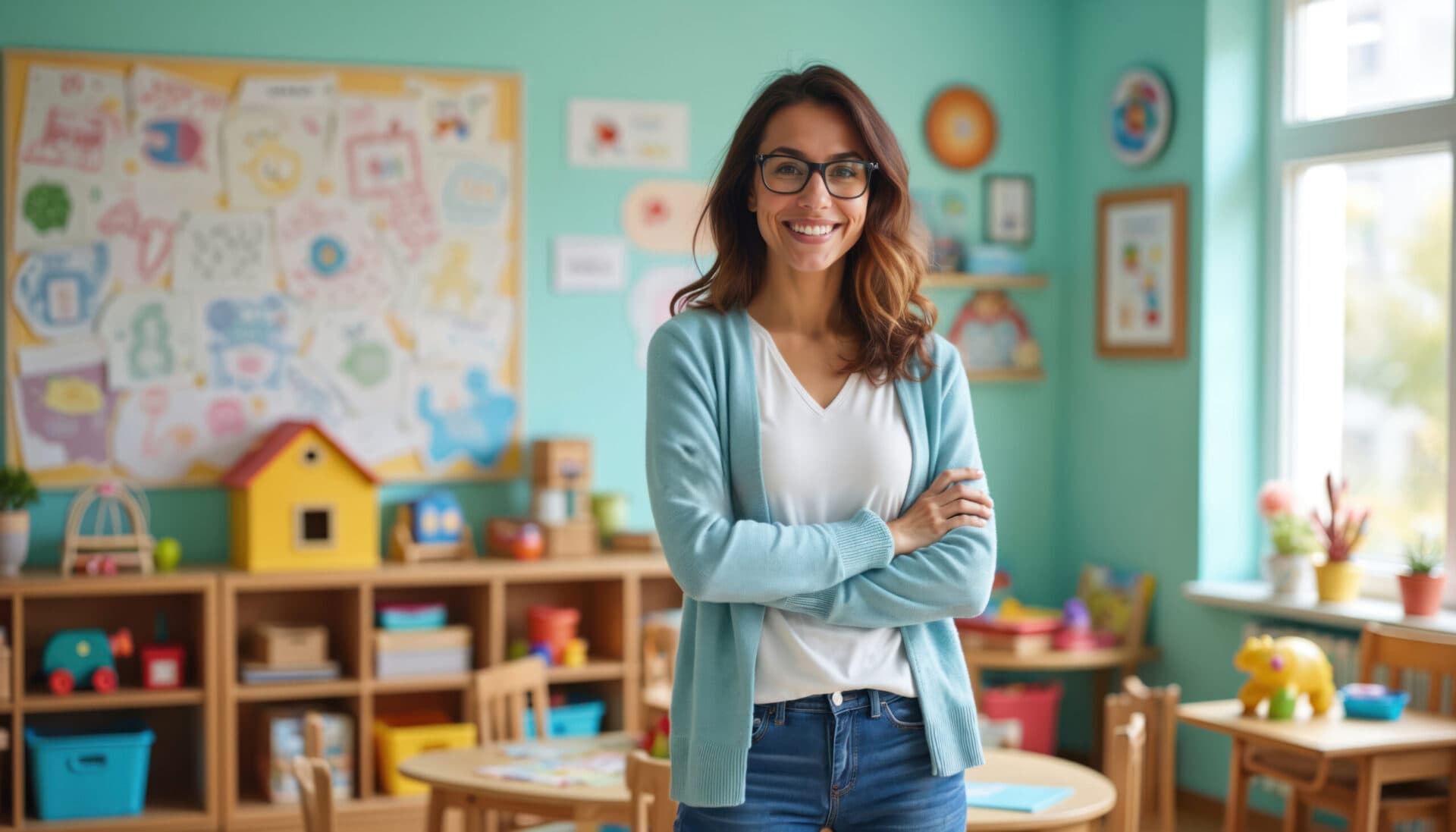 A The Village Learning Center teacher in her classroom