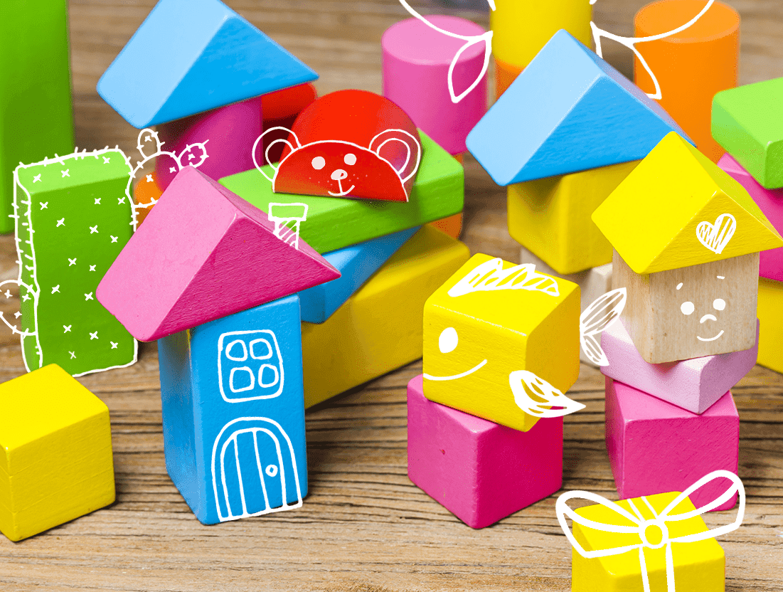 Colorful building blocks in a Village Learning Center classroom