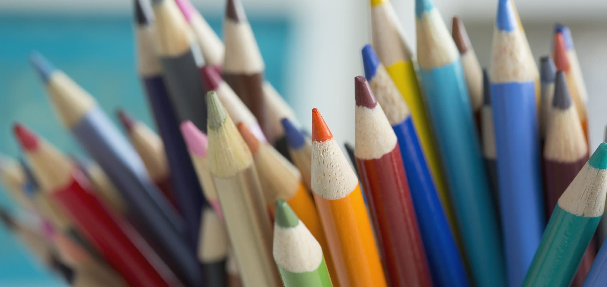 Colored pencils in a Village Learning Center classroom